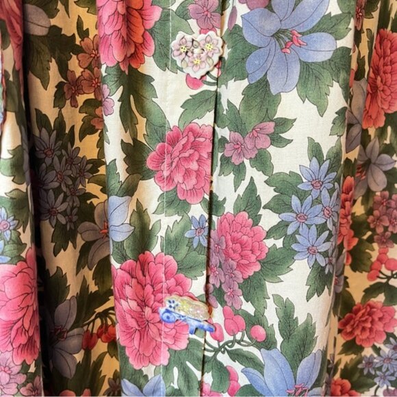 Vintage CarolArt Designs 100% Cotton Floral Garden Midi Dress - Picture 9 of 10